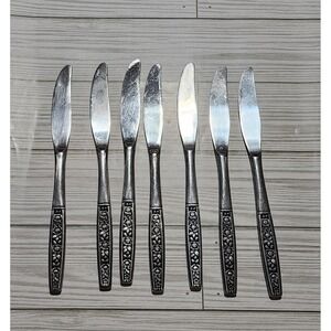 Oneida Northland Floral Panel Pattern 6‎ Knives Stainless Steel SS Korea Lot